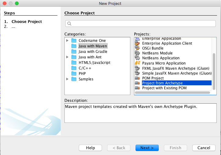 netbeans new project maven dialog